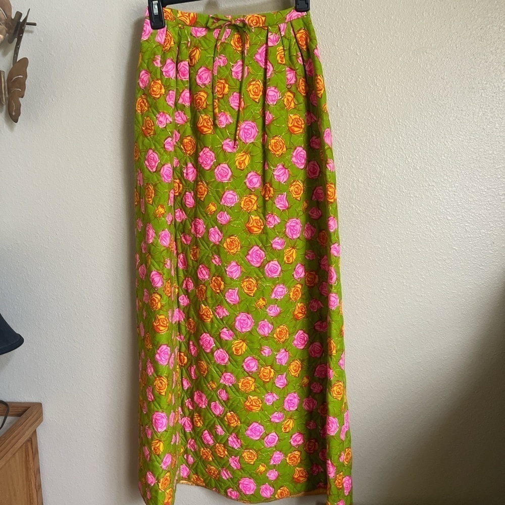 Vintage 1970s Alex Colman Of California bright floral quilted Women’s XS skirt